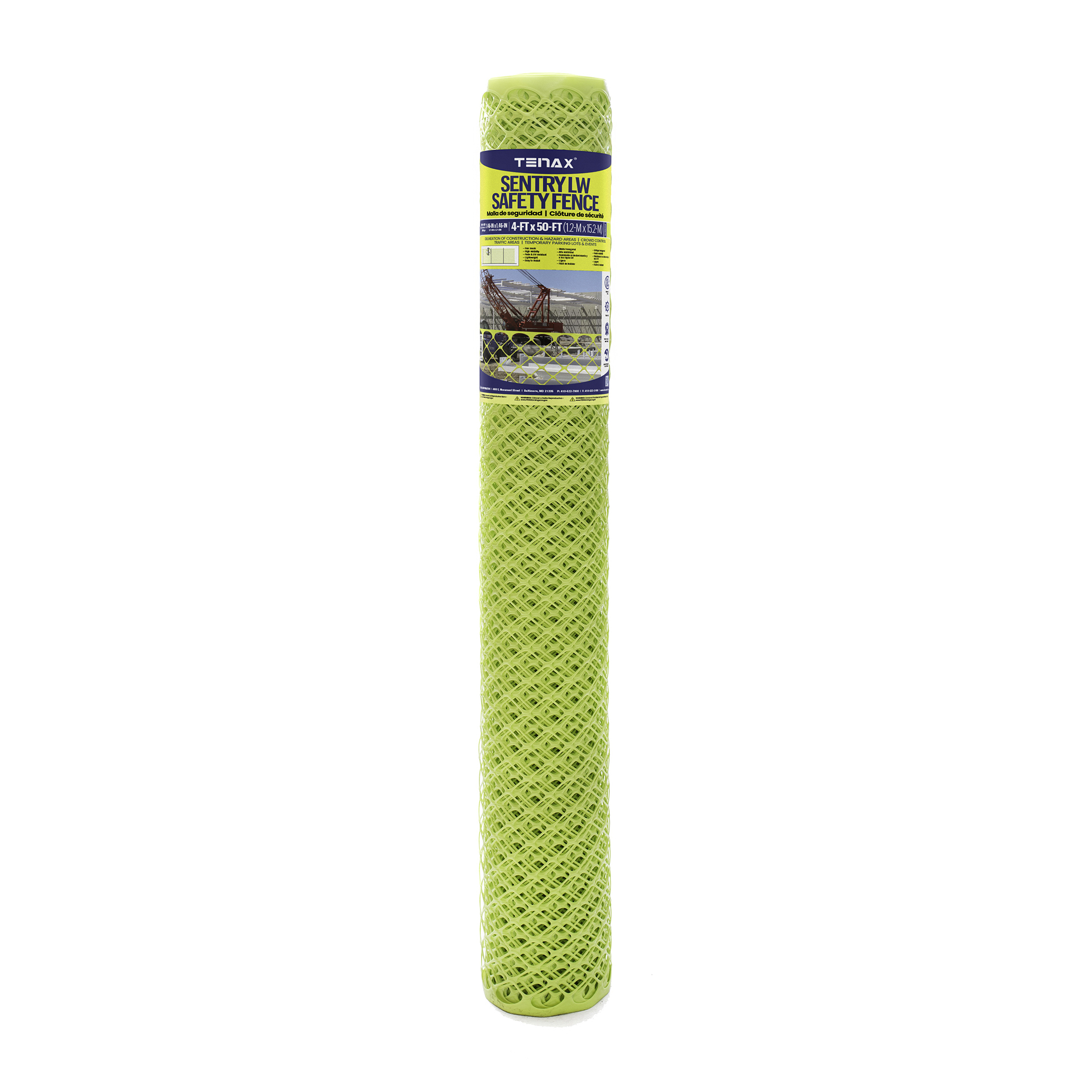 Tenax Sentry Light Weight Safety Fence — 4ft. x 50ft., Fluor Yellow, Diamond Mesh, HDPE, Model# 2A170097